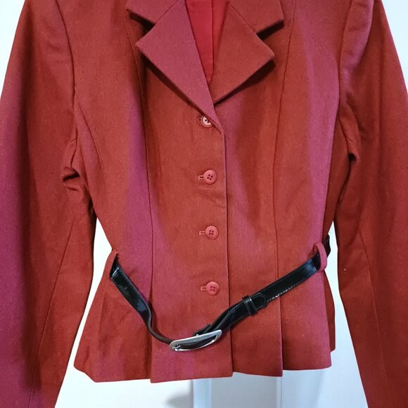 Vintage-Inspired Cherry Red Peplum Jacket Chic Polished with Patent Belt… NWOT - Picture 8 of 10